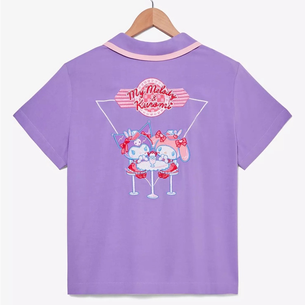 Sanrio Kuromi Diner Cropped Woven Button-Up - BoxLunch Exclusive